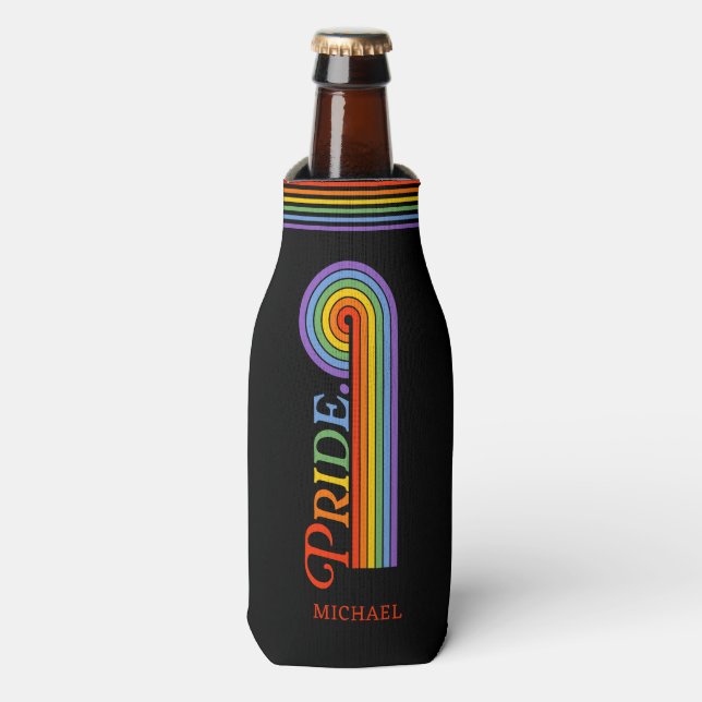 Porta-garrafa Orgulho Mês do Rainbow LGBTQ Love (Frente da Garrafa)