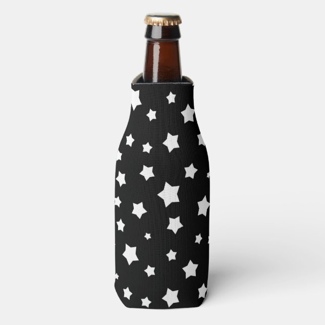 Porta-garrafa Padrão das estrelas pretas e brancas (Frente da Garrafa)