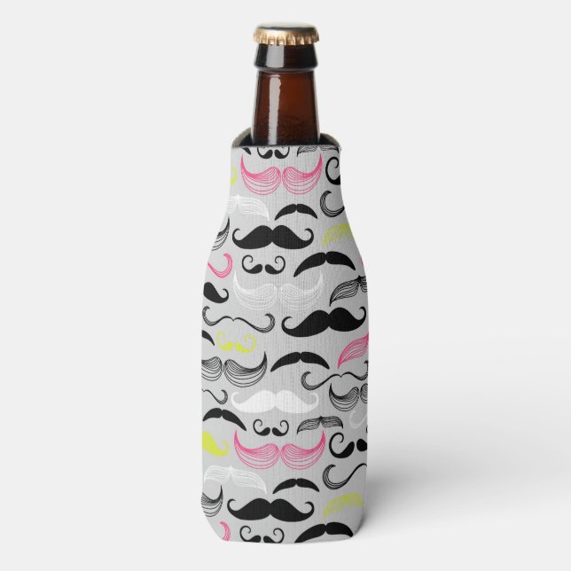 Porta-garrafa Padrão de bigode, estilo retrô (Frente da Garrafa)