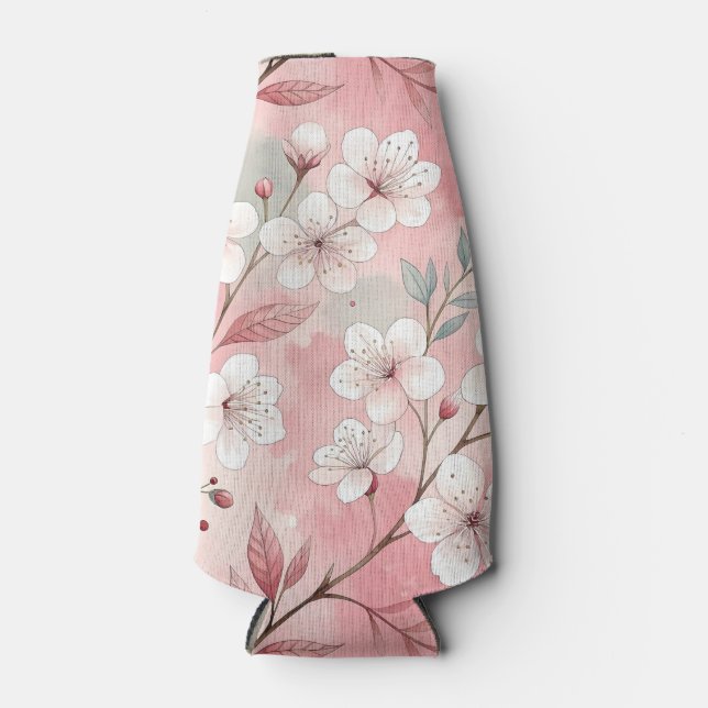 Porta-garrafa Padrão de Flor de Sakura Rosa  (Frente)