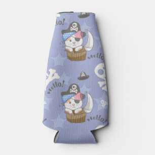 Porta-garrafa Padrão de Kitten Pirata Cute