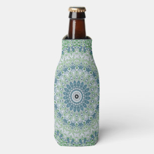 Porta-garrafa Padrão de Mandala Costeira Azul e Verde Marinho