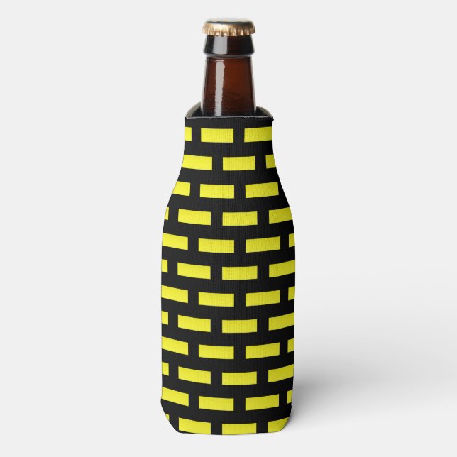 Porta-garrafa Padrão de parede preto e amarelo (Frente da Garrafa)