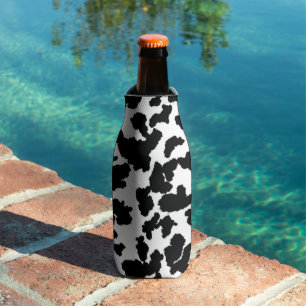 Porta-garrafa Padrão de Pelo de Vaca em Preto e Branco
