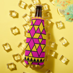 Porta-garrafa Padrão de triângulos rosa e amarelo