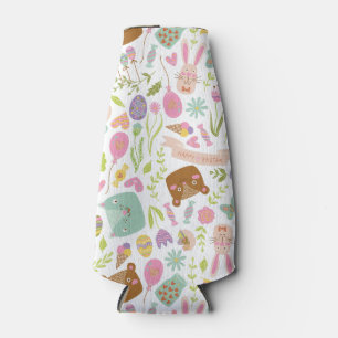 Porta-garrafa Padrão Floral do felz pascoa Bunny