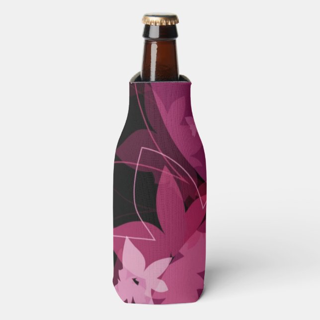 Porta-garrafa Padrão Floral Magenta (Frente da Garrafa)