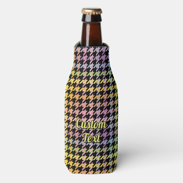 Porta-garrafa Padrão Rainbow Houndstooth (Frente da Garrafa)