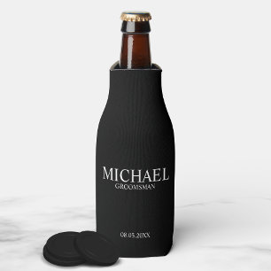 Porta-garrafa Padrinho de casamento personalizado preto e branco