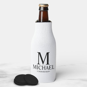 Porta-garrafa Padrinho de casamento personalizado preto e branco