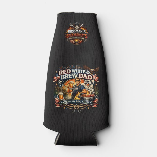 Porta-garrafa Pai do Bossman's Red White & Brew (Frente)