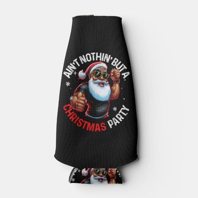 Porta-garrafa Papai Noel Natal afro-americano (Frente)