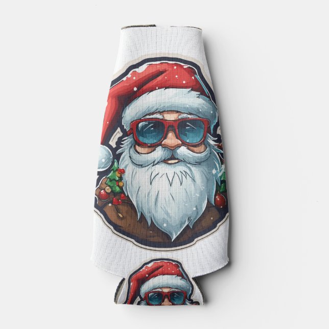 Porta-garrafa Papais noeis de Natal (Frente)