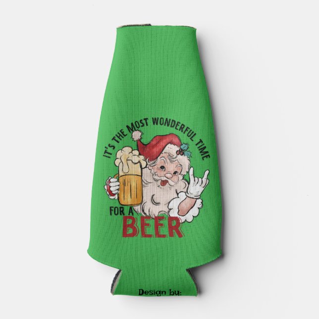 Porta-garrafa Papais noeis engraçados podem resfriar no Natal (Frente)