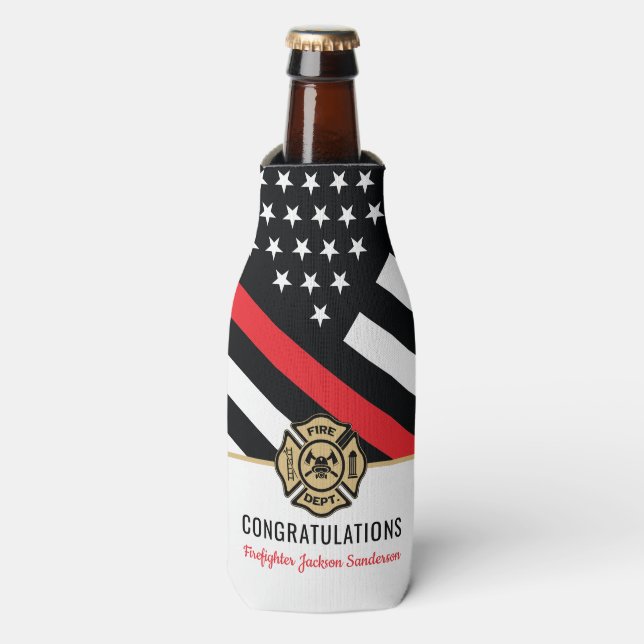 Porta-garrafa Parabéns por Sinalizador Fino de Linha Vermelha do (Frente da Garrafa)