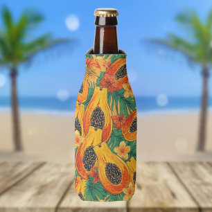 Porta-garrafa Paraíso do Mamão Frutas Tropicais em Aquarela