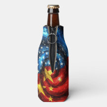 Patriotic Swirl USA China Insulated Bottle Cover 