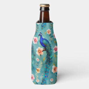 Porta-garrafa Pavão Vibrante Com Penas E Florestas Lush