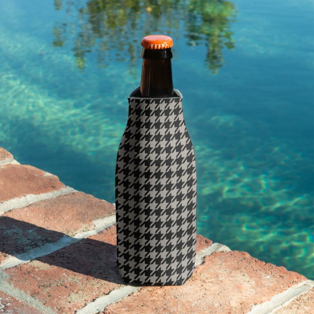 Porta-garrafa Pepita Clássica Houndstooth, Cinza Negra (Piscina in situ)