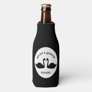 Porta-garrafa Personalização de Swans Negros Beijando Casamento 