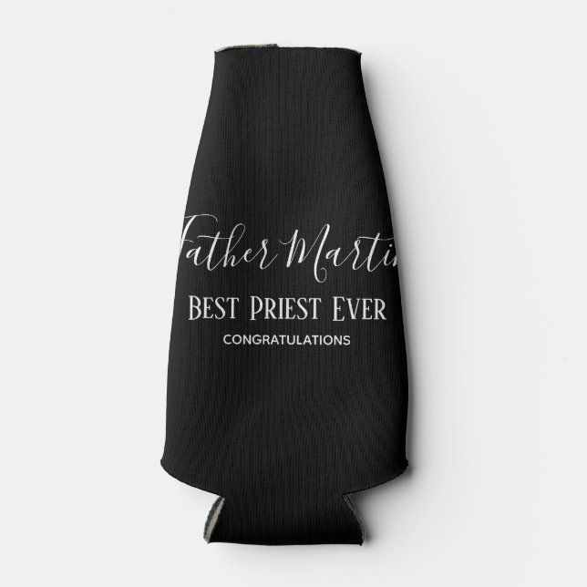 Porta-garrafa Personalizado de CLERGY PSTOR PRETO Branco Simples (Frente)