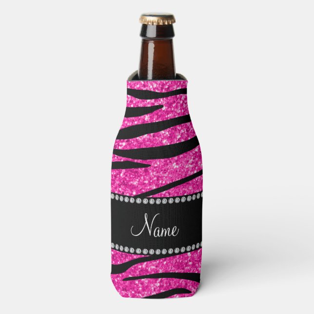 Porta-garrafa Personalize o nome neon hot pink glitbra (Frente da Garrafa)