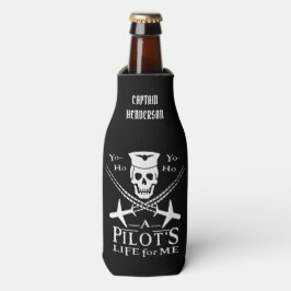 Porta-garrafa Piloto Funny Skull Aviões Piram Humor | Personaliz