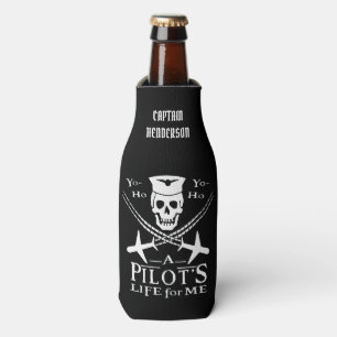 Porta-garrafa Piloto Funny Skull Aviões Piram Humor Personaliz