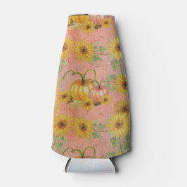 PORTA-GARRAFA PINK COM FULORES AMARELOS E PINTOS