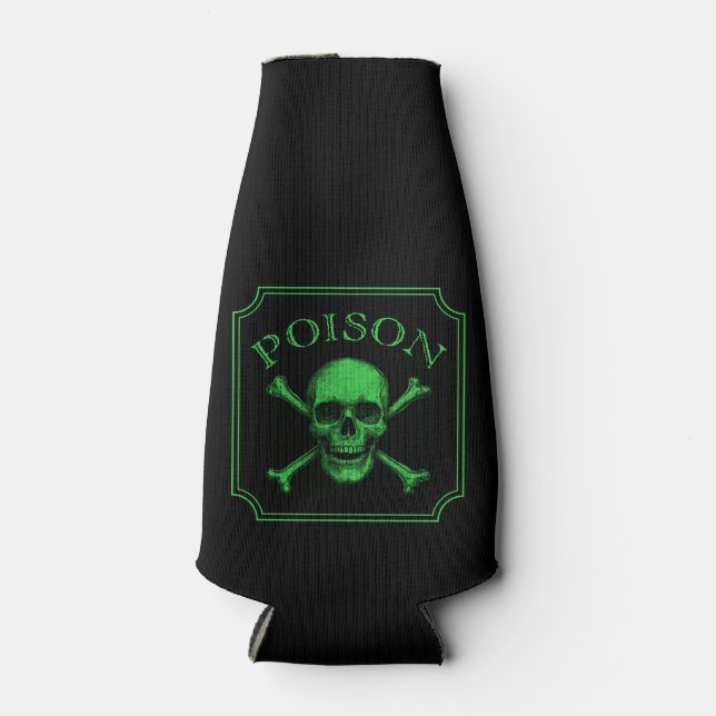 Porta-garrafa Poison Skull e Crossbones Halloween Design Impress (Frente)