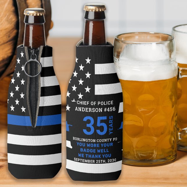 Porta-garrafa Polícia Retienta Anos De Serviço Thin Blue Line (Criador carregado)