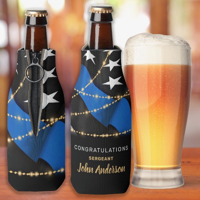 Porta-garrafa Policial Festa de formatura fina linha azul (Criador carregado)
