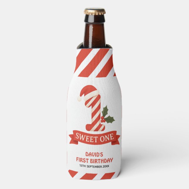Porta-garrafa Primeiro Aniversário de Natal Doce (Frente da Garrafa)