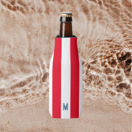 Porta-garrafa Red Cabana Stripe & Personalizado Monograma de Mar