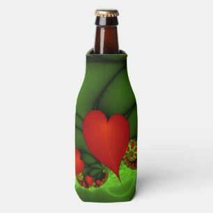 Porta-garrafa Red Hearts Verde limão Arte Fractal Moderna Abstra