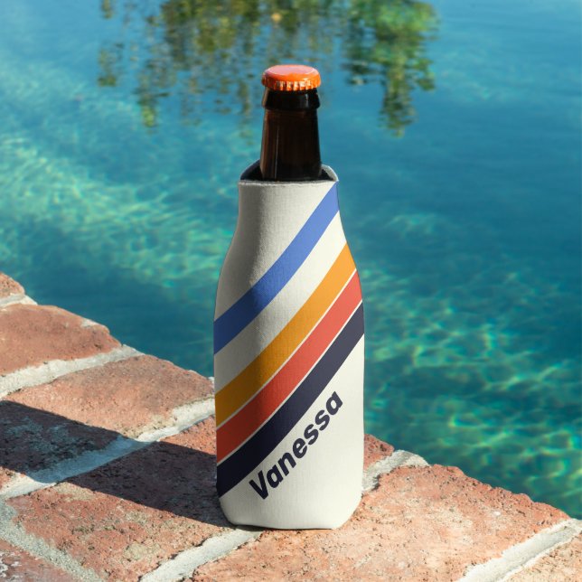 Porta-garrafa Retro cinco Listrado com Nome e Inicial (Piscina in situ)