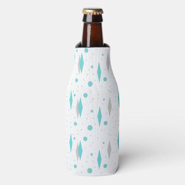 Porta-garrafa Retro Turquoise Diamond & Starburst Bottle Cooler (Frente da Garrafa)