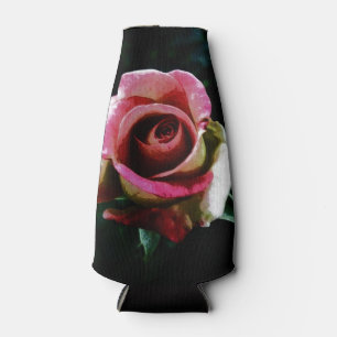 Porta-garrafa Rosa vermelha pintada com óleo