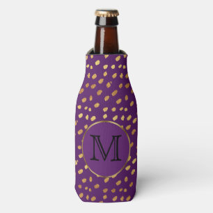 Porta-garrafa Roxo Violeta e Monograma Dourado