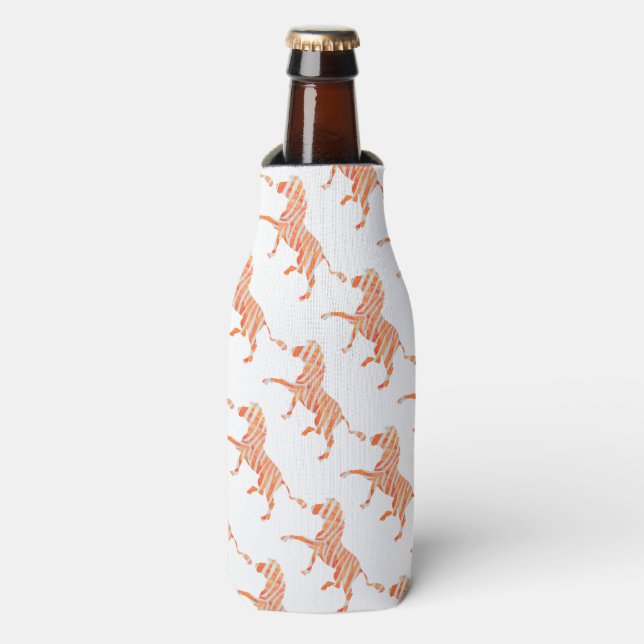Porta-garrafa Silhueta de Zebra Laranja e Branco (Frente da Garrafa)