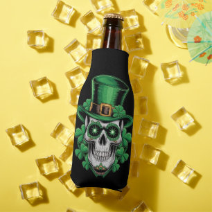 Porta-garrafa Sugar Skull Rua Patrick Day Lucky Shamrock