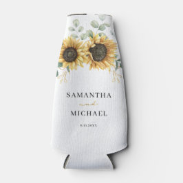 Porta-garrafa Sunflower Eucalyptus Wedding Favorece Greenery