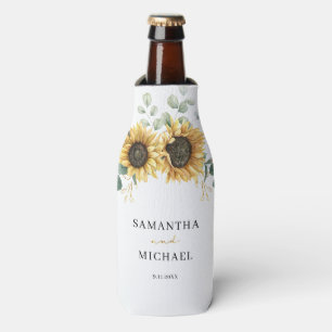 Porta-garrafa Sunflower Eucalyptus Wedding Favorece Greenery