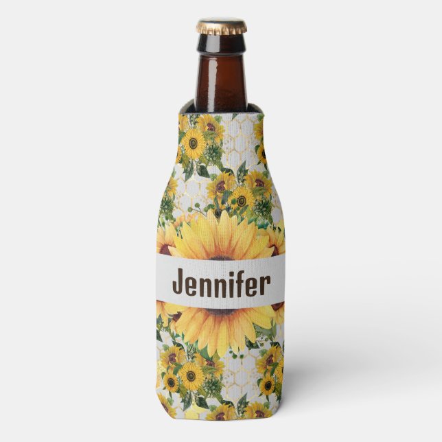 Porta-garrafa Sunflower Personalize Name Alto Seltzer Can Cooler (Frente da Garrafa)