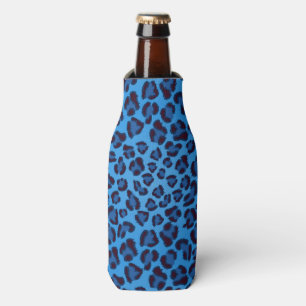 Porta-garrafa teste padrão azul da textura do leopardo