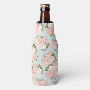 Porta-garrafa Teste padrão cor-de-rosa bonito com bolinhas azui