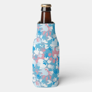 Porta-garrafa Teste padrão cor-de-rosa e azul do cão da