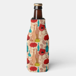 Porta-garrafa Teste padrão das flores, dos vasos e das garrafas