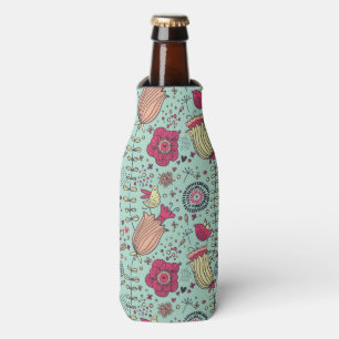 Porta-garrafa Teste padrão floral dos desenhos animados com