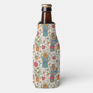 Porta-garrafa Teste padrão floral dos desenhos animados com